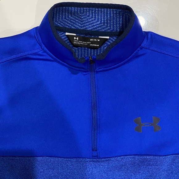 Under Armour Men’s Blue 1/4 Zip Pullover Loose Fit - Picture 2 of 3